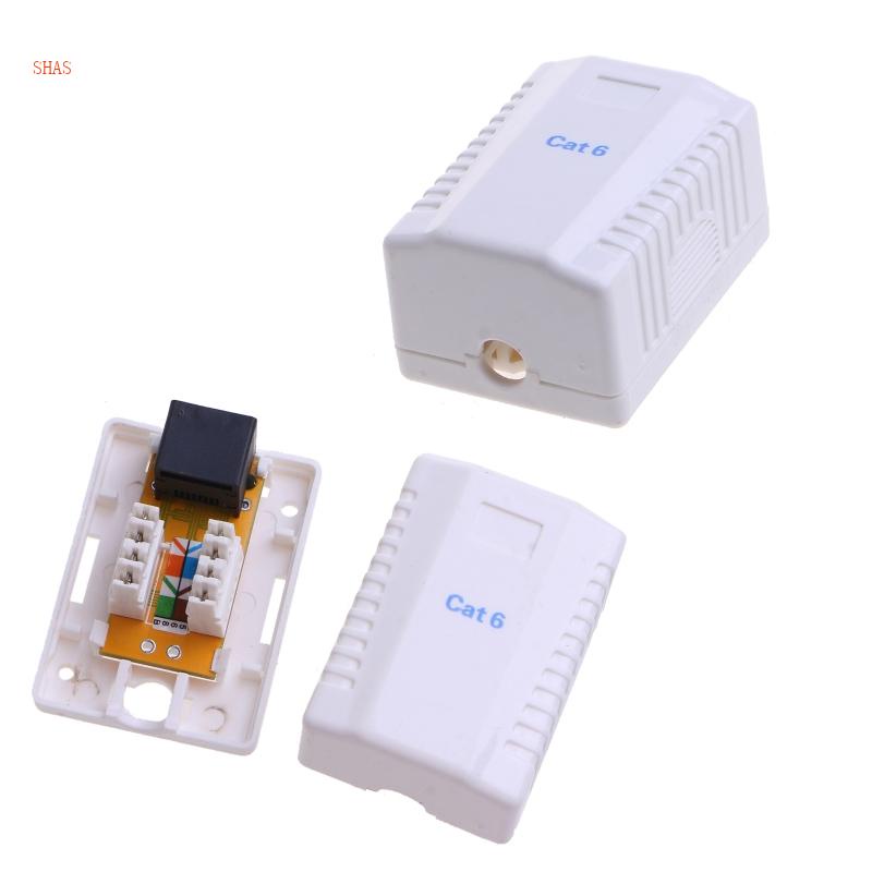 Shas Khay Đựng Ổ Cắm Mạng Ethernet Gắn Tường Với Jack Cắm Nối RJ45 Keystone Female Sang Female Cat6