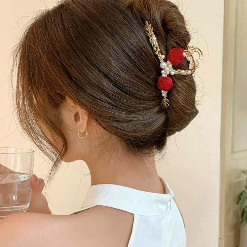 Kẹp Tóc Hoa Hồng Đính Ngọc Trai Thanh Lịch Cho Nữ dreamdiary