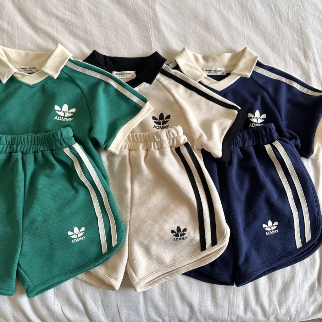Bộ Áo Thun Tay Ngắn Cổ polo + Quần Đùi Phong Cách Hàn Quốc Thời Trang Mùa Hè Hàng Mới 2023 Dành Cho Bé Trai / Bé Gái