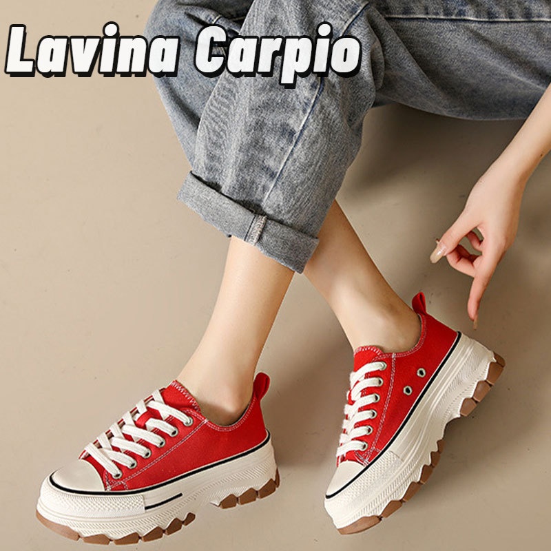 Lavina Carpio Giày Thể Thao Vải canvas Đế Dày Tăng Chiều Cao Thời Trang Hàn Quốc Cho Nữ