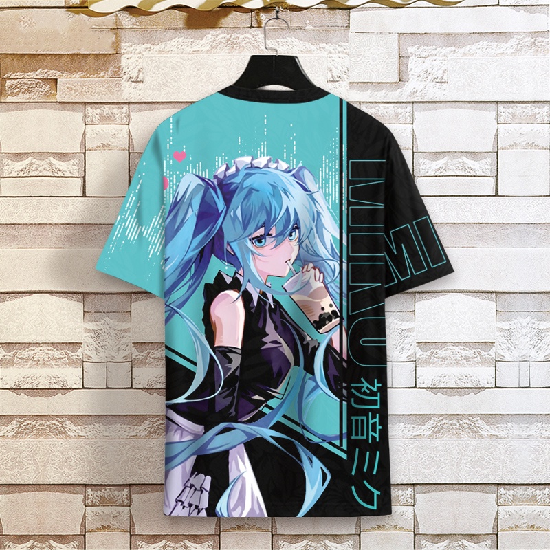 Áo Thun Ngắn Tay Size Lớn In Họa Tiết Hatsune Miku Mau Khô Dành Cho Nam