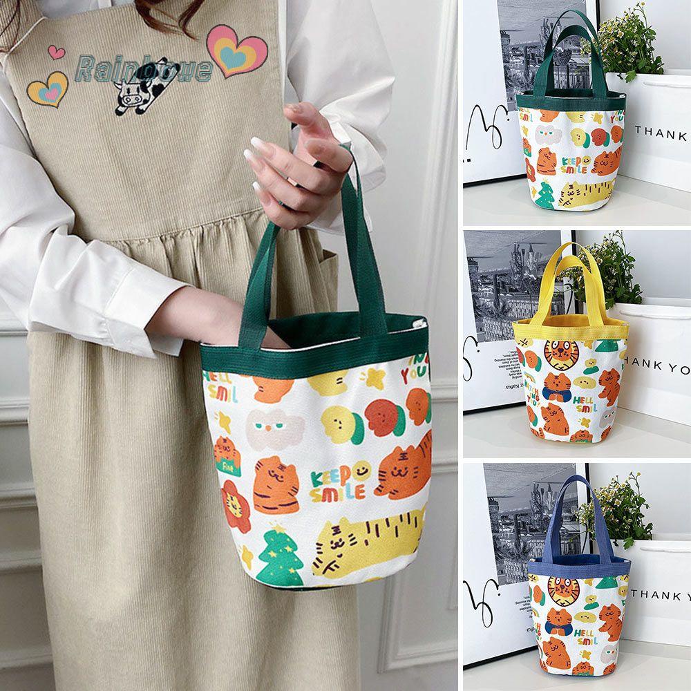 Túi Xách Canvas Cỡ Lớn Họa Tiết Cầu Vồng Dễ Thương