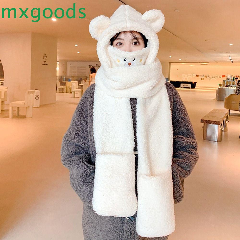 Mũ Lông Cừu Bảo Vệ Tai Kèm Khẩu Trang Kiểu Hoạt Hình Hàn Quốc Dễ Thương Cho Nữ