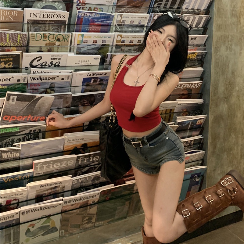 Áo Croptop Hai Dây Màu Sắc Thời Trang Quyến Rũ Cho Nữ