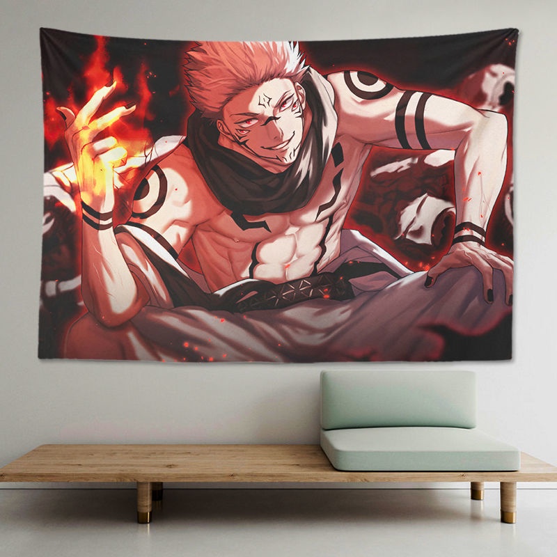 Thảm Treo Tường Họa Tiết Jujutsu Kaisen Gojo Satoru Hippie 100 * 70cm Trang Trí Phòng Ngủ