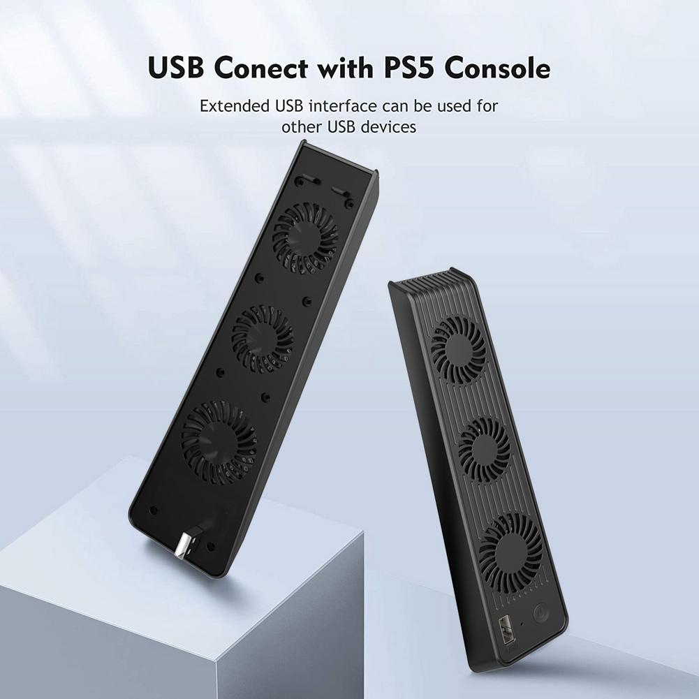 Quạt Làm Mát Đứng 3 Cánh Không Ồn Kèm Cổng USB Ngoài Cho Ps5 Ps5