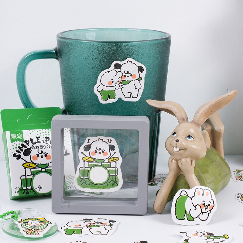 Bộ 40 Hình Dán Trang Trí Sổ Tay Hình Chú Chó Đơn Giản Xinh Xắn