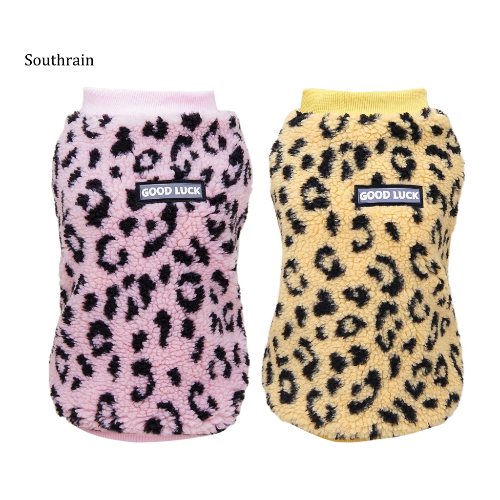 Áo Khoác Vải Polyester Mềm Giữ Ấm In Họa Tiết Da Báo Quyến Rũ Thoải Mái Cho Cún Cưng