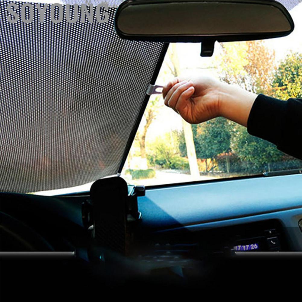 Soyoung Windshield Sun Shade  Universal Fit Compact Car Retractable Curtains 50x125cm  for Car