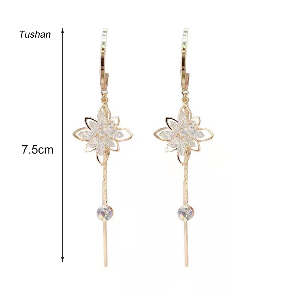 1 Đôi Bông Tai Hình Hoa Đính Pha Lê Giả Thời Trang