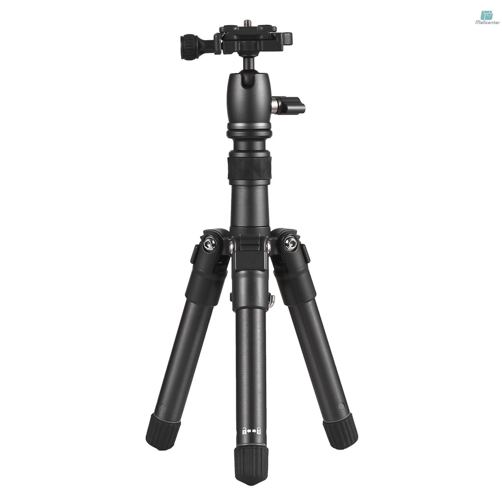 Portable Desktop Tripod Stand Aluminum Alloy 66cm/26in Max. Height 5kg Load Capacity with 360° Rotatable Ballhead 1/4 inch Screw QR Plate Carrying Bag for DSLR Mirrorless Camera Smartphone