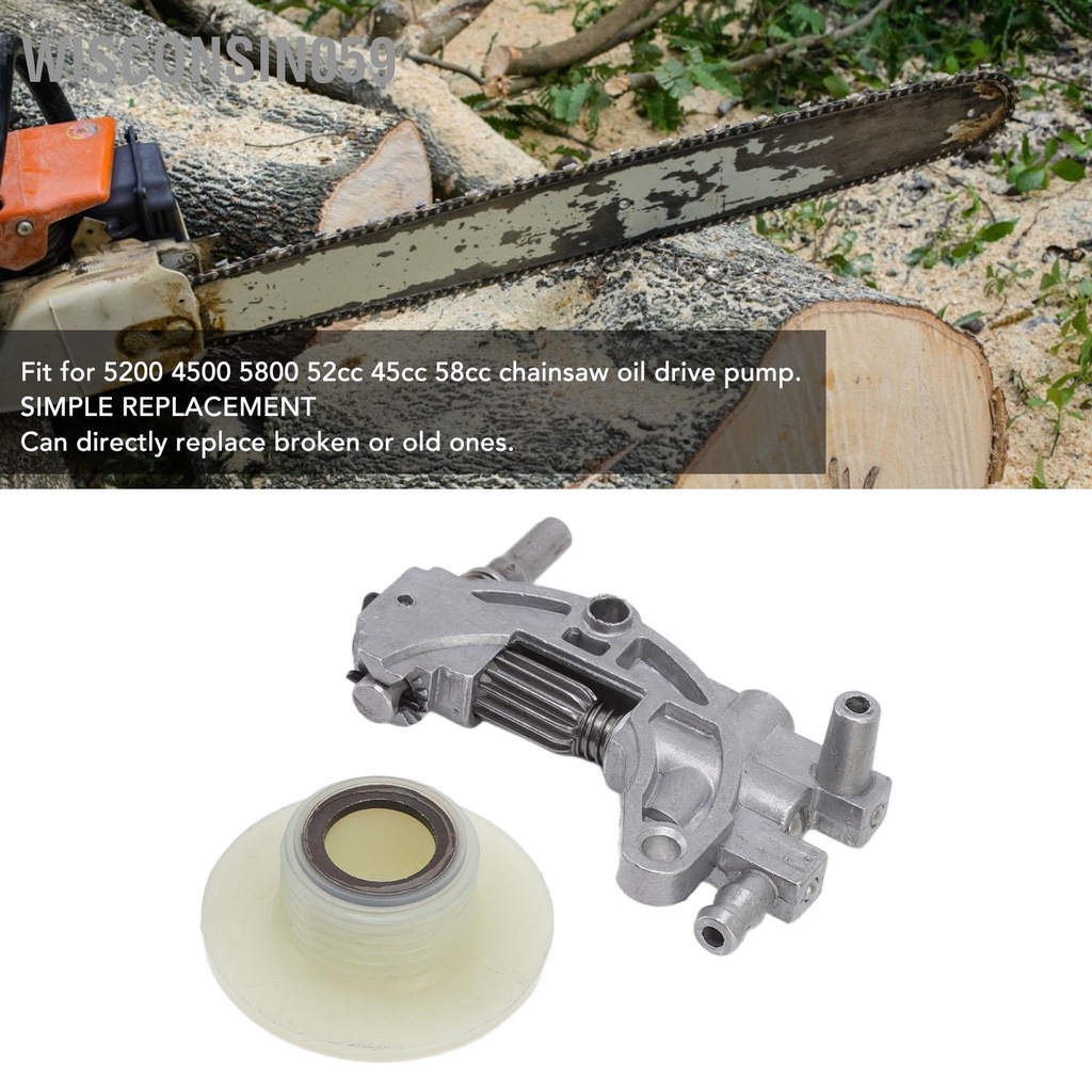 Wisconsin059 Dầu Ổ Bơm Con Sâu Gear Bộ Tiếp Liệu Cho 5200 4500 5800 52cc 45cc 58cc Máy Cưa Xích