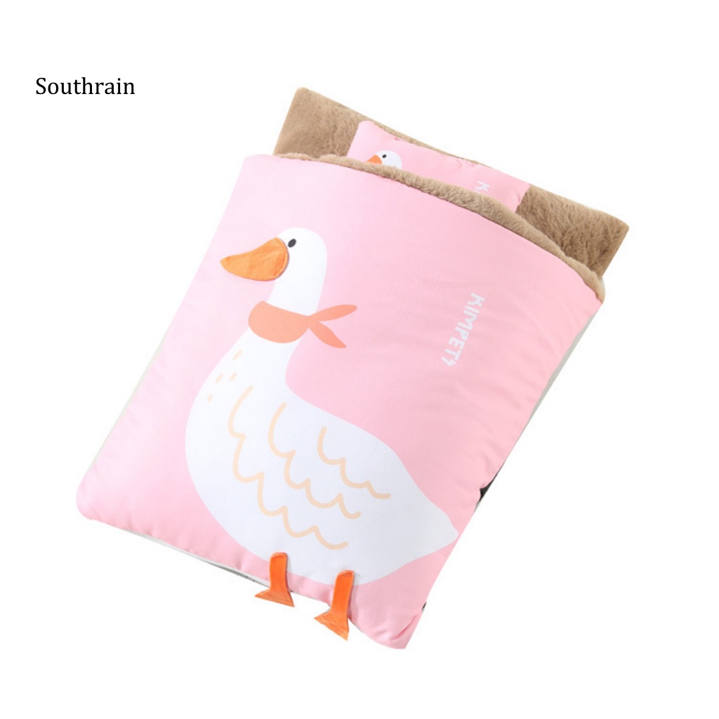 Giường Ngủ Giữ Ấm Chống Trượt Bằng Vải Cashmere In Họa Tiết Vịt Dành Cho Thú Cưng