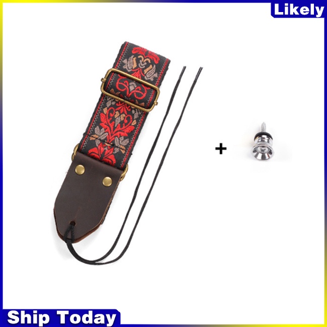 Dây Đeo Đàn Guitar Bass Thêu Họa Tiết Có Thể Điều Chỉnh Độ Dài