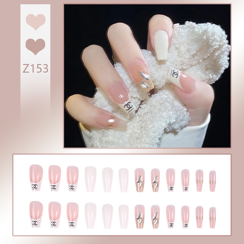Miếng Dán Móng Tay Giả Trong Suốt Màu Hồng Nhẹ Nhàng