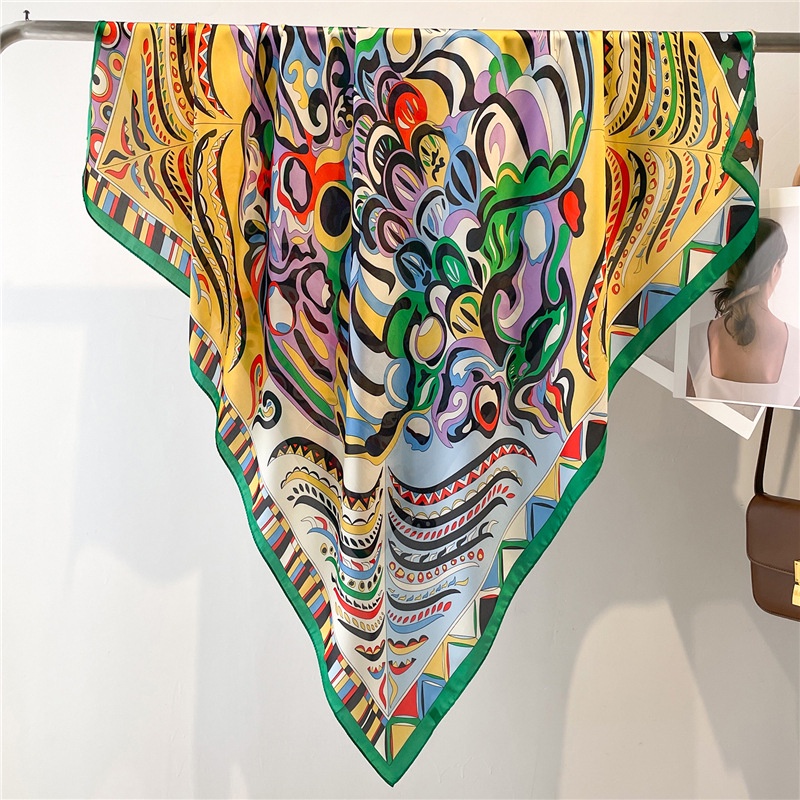 Khăn Quàng Cổ Hình Vuông 110cm Chất Liệu Lụa Satin Phong Cách Cổ Điển Cho Nữ