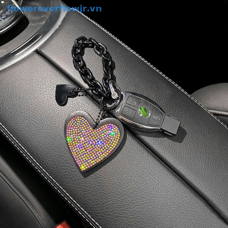 1 Móc Khóa Hình Trái Tim Đính Đá Phối Da Sợi Nhỏ Thời Trang Cho Nữ