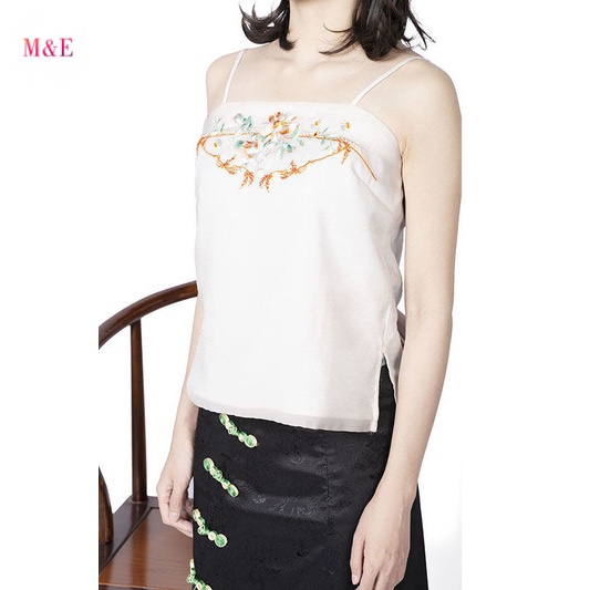M &amp; E Áo Lót Vải Lụa Thêu Họa Tiết Phong Cách Hanfu Cổ Điển Thời Trang Mùa Hè 2023 Dành Cho Nữ