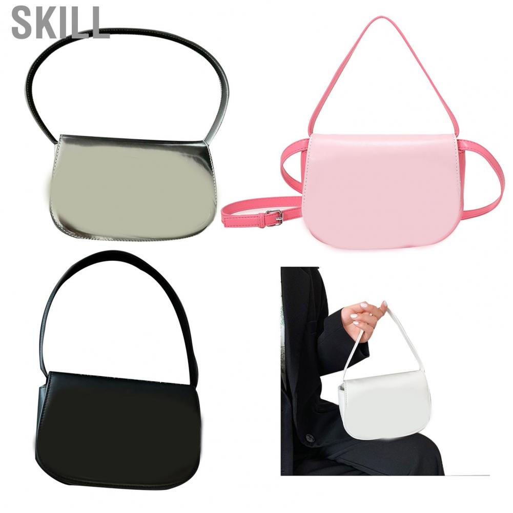 Skill Single Shoulder Bag  PU Leather Korean Simple Soft Light for Shopping