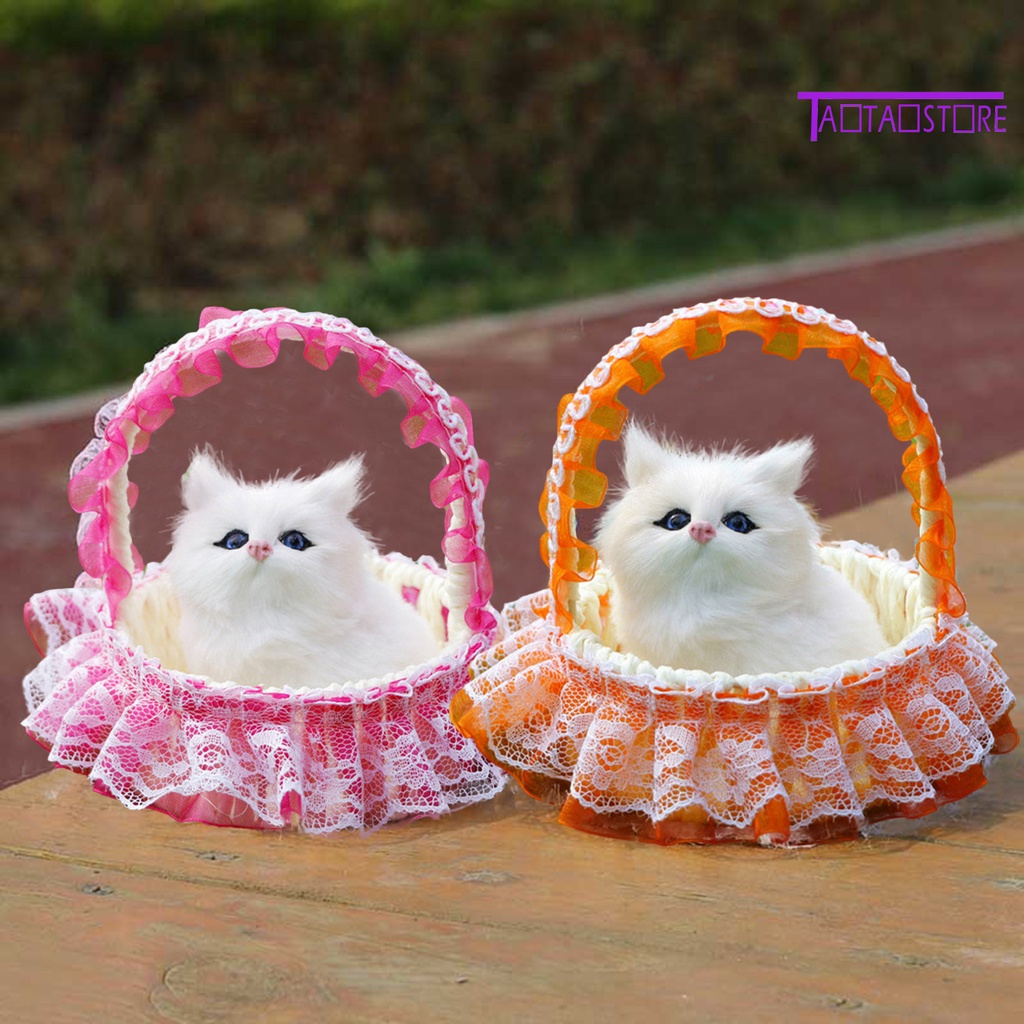 Đồ trang trí Chú Mèo 3D Bằng Lông Nhân Tạo Có Âm Thanh Sống Động Trang Trí Xe Hơi