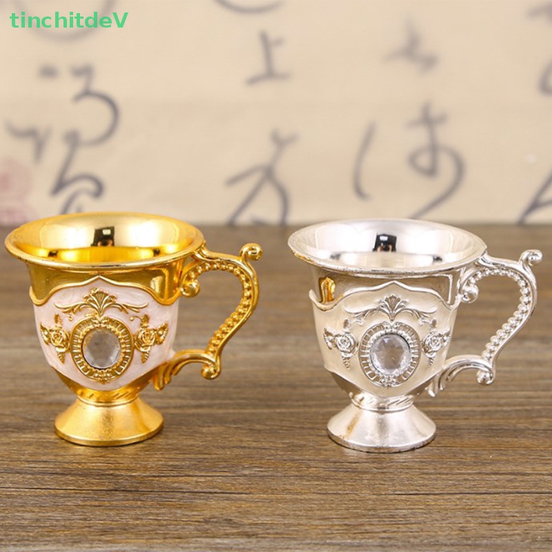 [TinchitdeV] Cốc Uống Trà / Cà Phê Mini Họa Tiết Hoa Đính Kim Cương Giả Lấp Lánh Retro Trang Trí Tách Trà tazas de te [Mới]