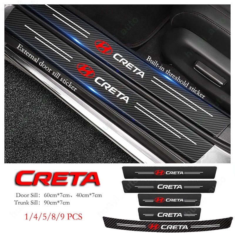 HYUNDAI Miếng Dán Cửa Xe Hơi Bằng Da Sợi Carbon Chống Trầy Cho Creta GS GC SU2 2019-UP