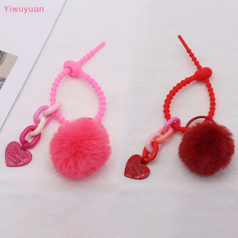 < Yiwuyuan > Móc Chìa Khóa Bằng Silicon Mặt Dây Bóng Lông Nhiều Màu Thời Trang Phụ Kiện Làm Trang Sức / Túi X