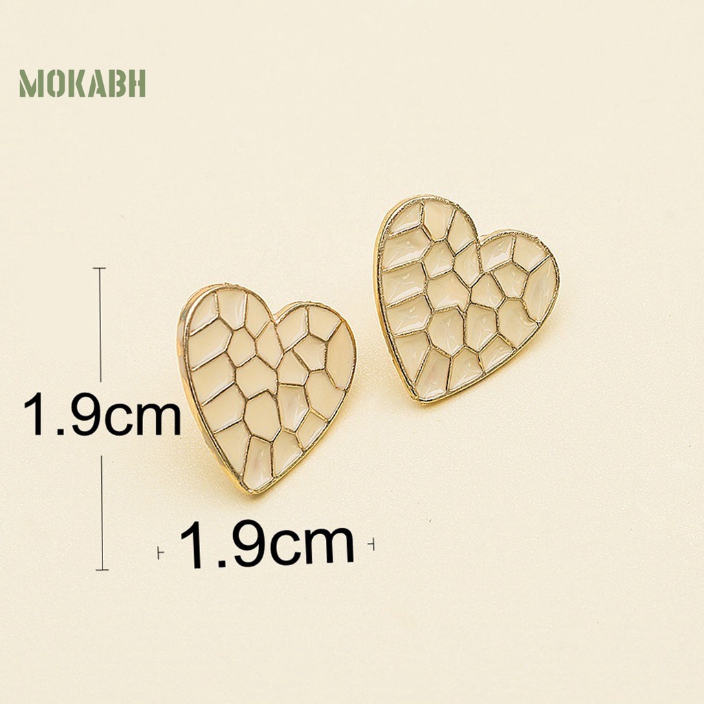 1 Đôi Bông Tai Hình Trái Tim Tráng Men Dành Cho Nữ