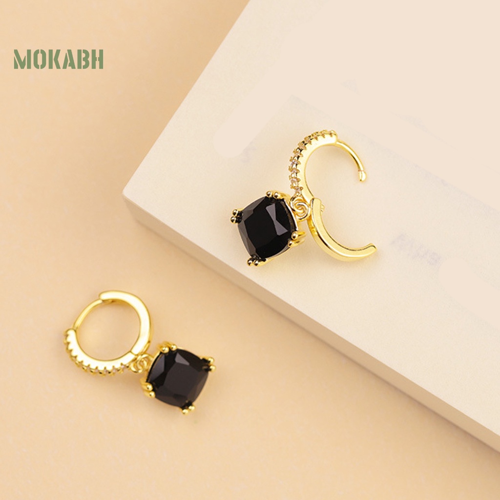 1 Cặp Bông Tai Đính Đá Pha Lê Đen Phong Cách Pháp Cổ Điển Thời Trang Cho Nữ