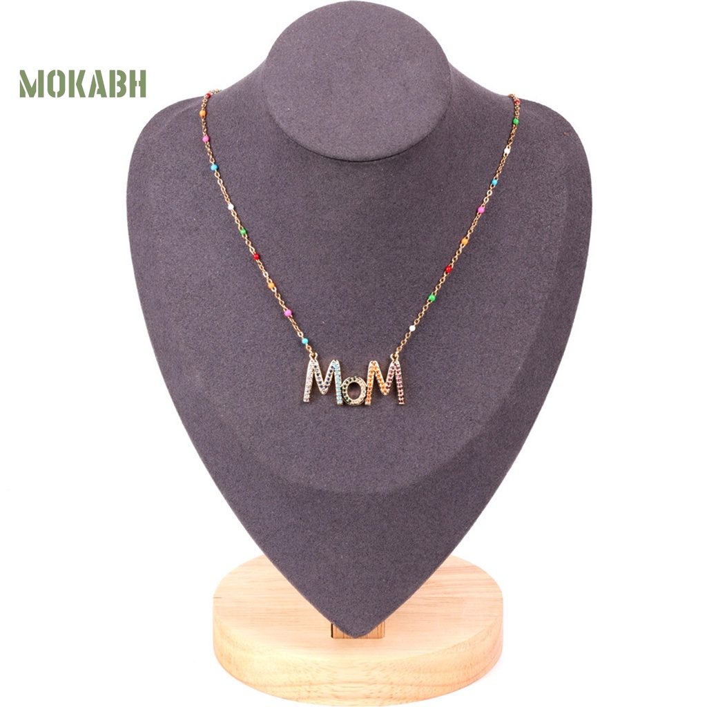 Vòng cổ Mặt Chữ MOM Đính Đá Zircon Lấp Lánh Thời Trang Cho Nữ