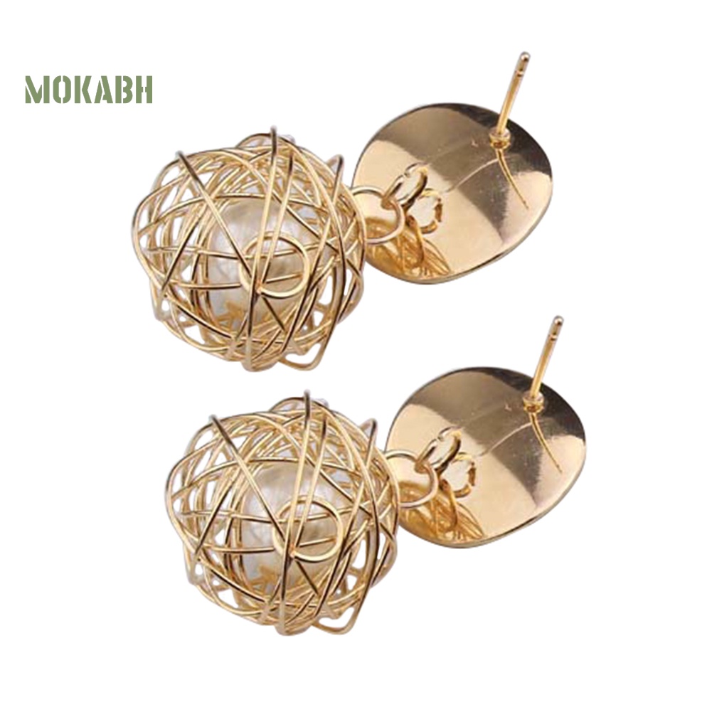 Bông Tai Hình Học Đính Ngọc Trai Giả Thời Trang Cho Nữ