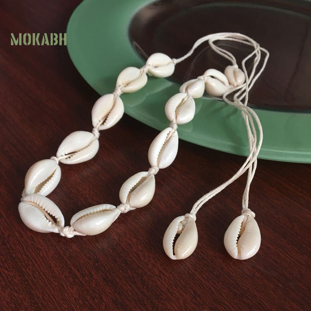 [Hot] Vòng Cổ Dệt Tay Mặt Vỏ Sò Biển Hawaii Cho Nữ