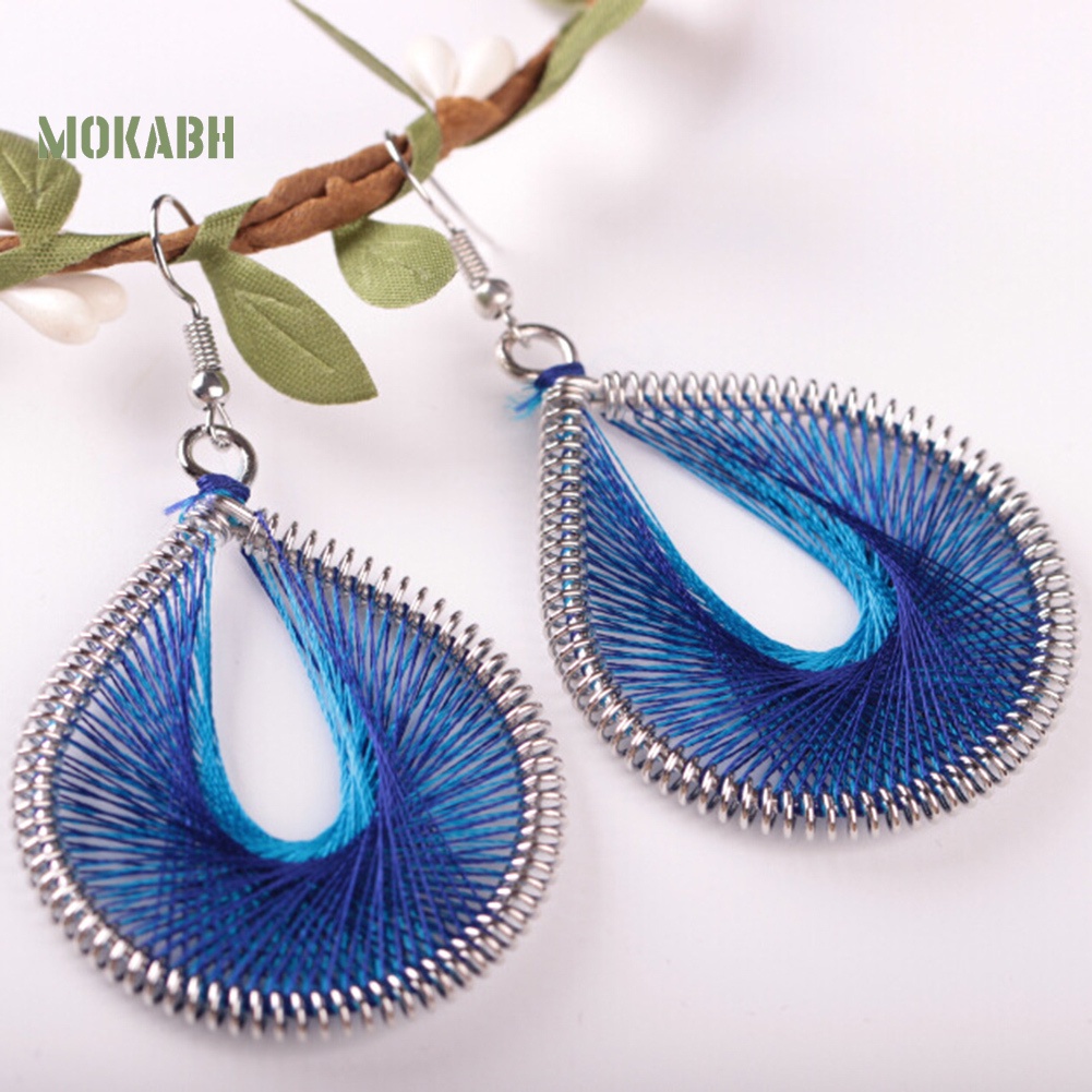 Bông Tai Móc Hình Giọt Nước Bằng Lụa Nhiều Màu Phong Cách Bohemian Thời Trang Cho Nữ