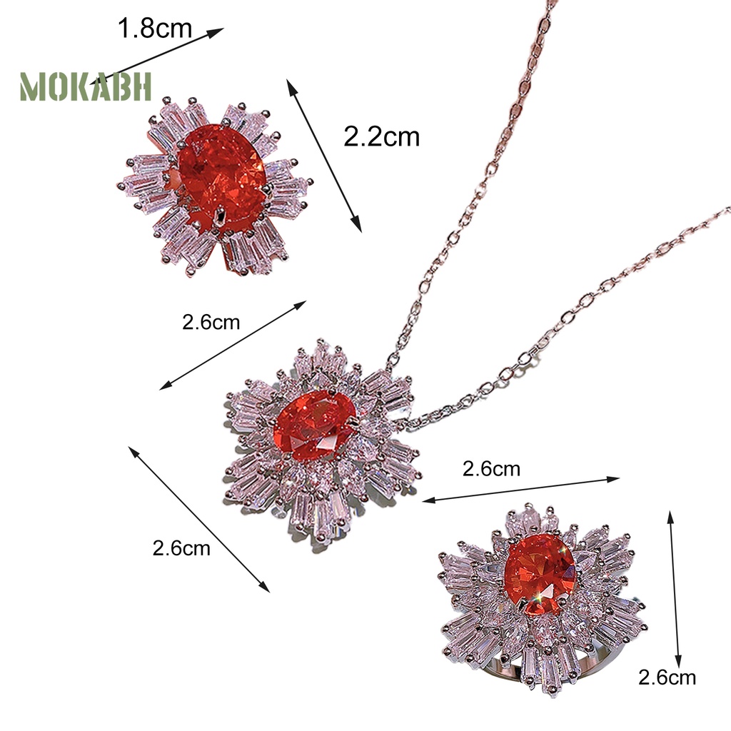 Bộ Trang Sức Vòng Cổ / Bông Tai / Nhẫn Đính Đá Sang Trọng Thời Trang Cho Nữ