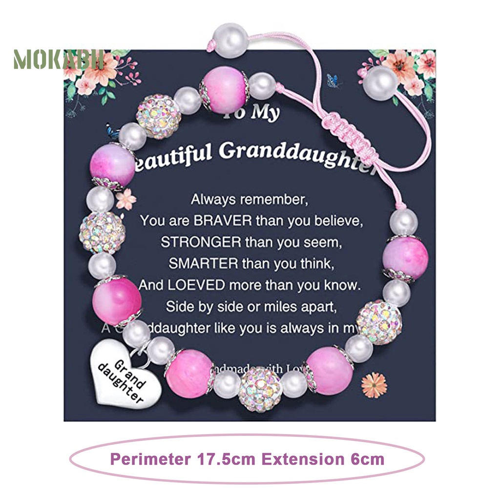 [Mới] Vòng Tay Dây Tua Rua Dài Đính Đá Ngọc Trai Giả Màu Tương Phản Chữ Chạm Khắc Lấp Lánh Có Thể Điều Chỉnh