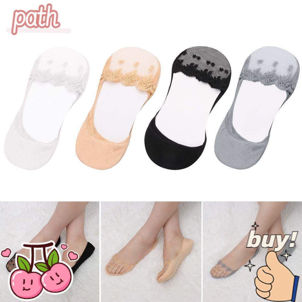 1 Đôi Tất Ren Ngắn Mềm Mại Chống Trượt Cho Nữ