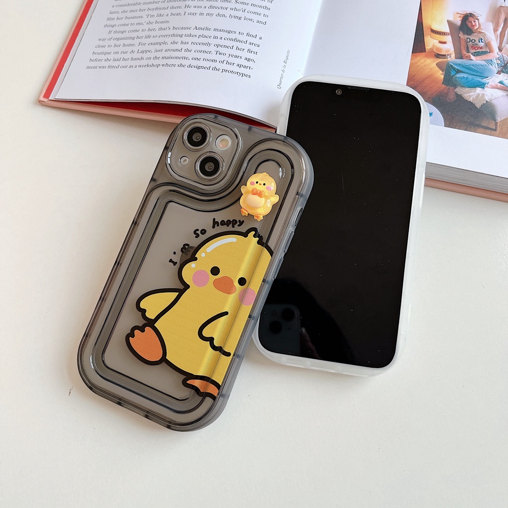 Ốp Điện Thoại TPU Dẻo Trong Suốt Họa Tiết Hoạt Hình Chú Vịt Vàng Dễ Thương Cho iPhone 14 Plus 13 12 11 Pro Max