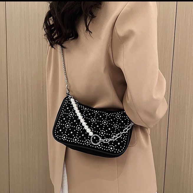 Túi Đựng Điện Thoại Đeo Vai / Kẹp Nách Đính Đá Đơn Giản Xinh Xắn