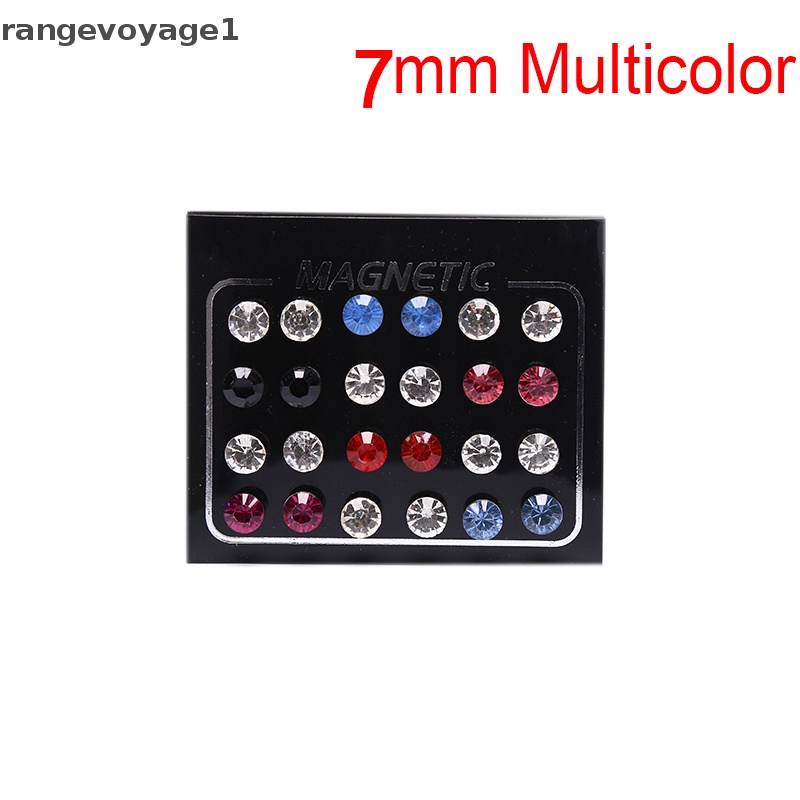 Set 24 Khuyên Tai Tròn Từ Tính Không Cần Kẹp Đính Đá Giả Kim Cương Mới [Khoang Tiến1]