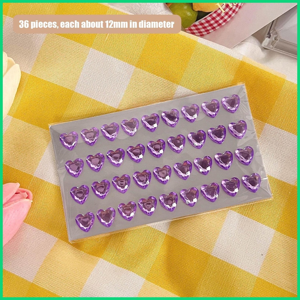 Đá Dán Acrylic Nhiều Màu Họa Tiết Trái Tim Lấp Lánh Trang Trí Thủ Công Cho jiwvn