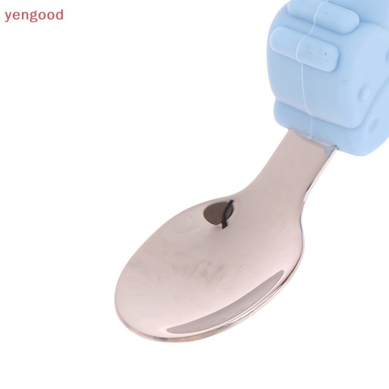 Bộ Muỗng Nĩa Bằng Thép Không Gỉ Hình Hà Mã Dễ Thương Cho Bé