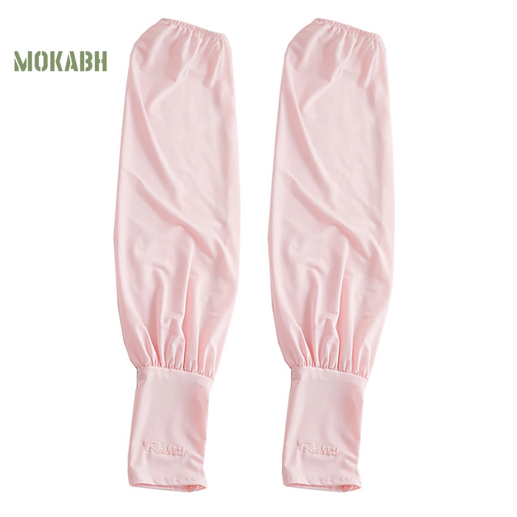 1 Cặp Găng Tay Chống Nắng Bằng Lụa Lạnh Dáng Rộng Co Giãn Thêu Họa Tiết Thời Trang Mùa Hè