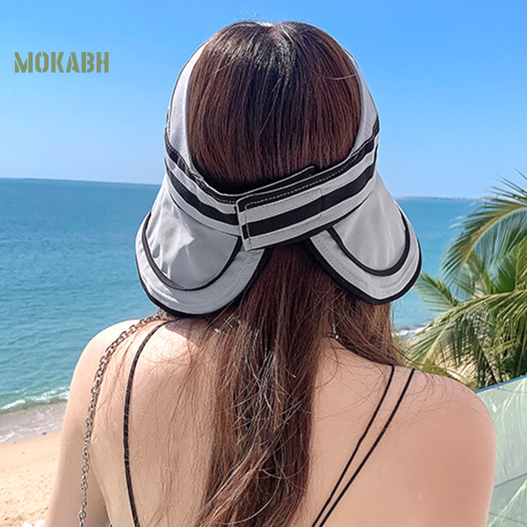 [Mok Abh] Mũ Ngư Dân Vành Rộng Hở Chóp Thêu Chữ Có Thể Điều Chỉnh Kích Thước Thời Trang Mùa Hè