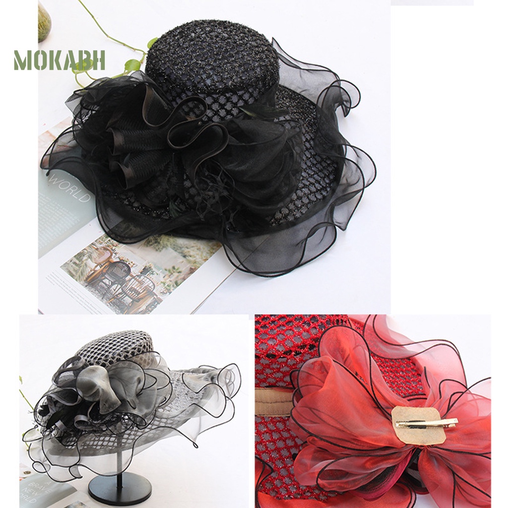 [Mok Abh] Mũ Lưới Vành Rộng Xuyên Thấu Thời Trung Cổ Dùng Để Biểu Diễn Trên Sân Khấu Cho Nữ