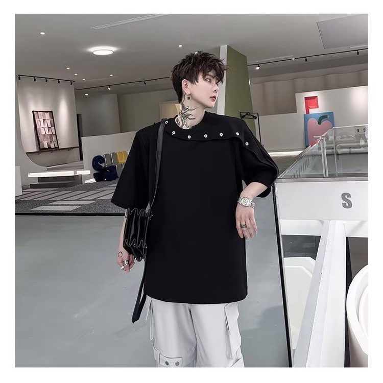 Áo Thun Tay Ngắn Phối Nút Thời Trang Mùa Hè Cao Cấp Cho Nam