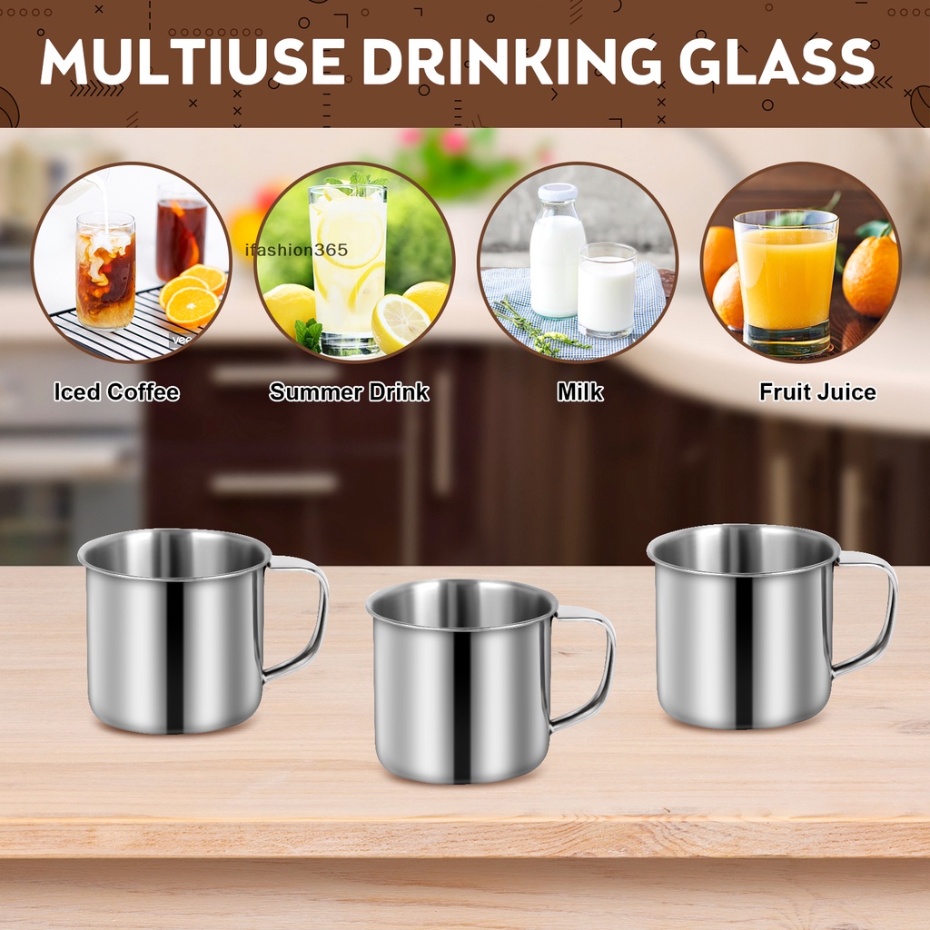 Set 6 Cốc Cà Phê Bằng Thép Không Gỉ Có Tay Cầm 5.07oz / 150ml