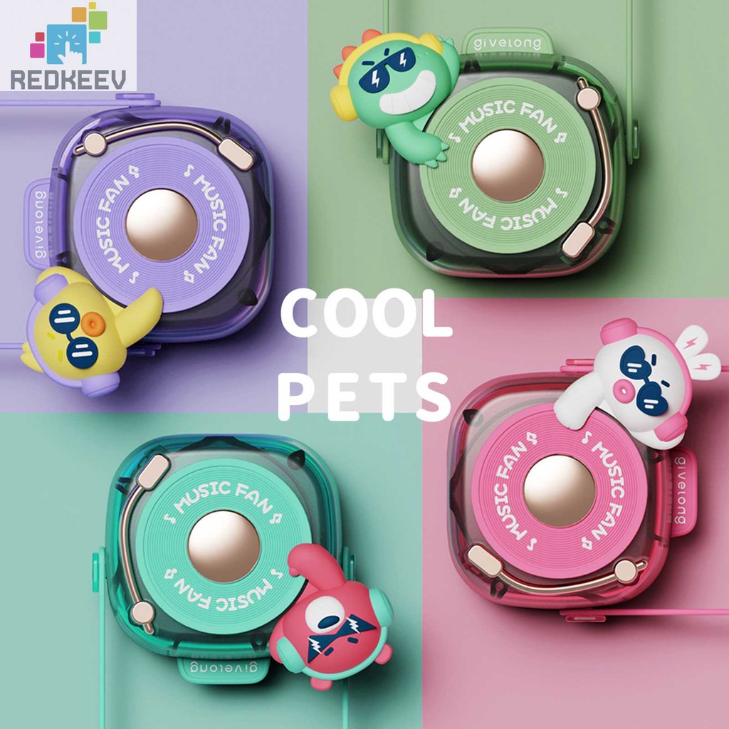 Quạt USB Đeo Cổ 1W 500mAh 3 Tốc Độ Kiểu Dáng Động Vật Đáng Yêu