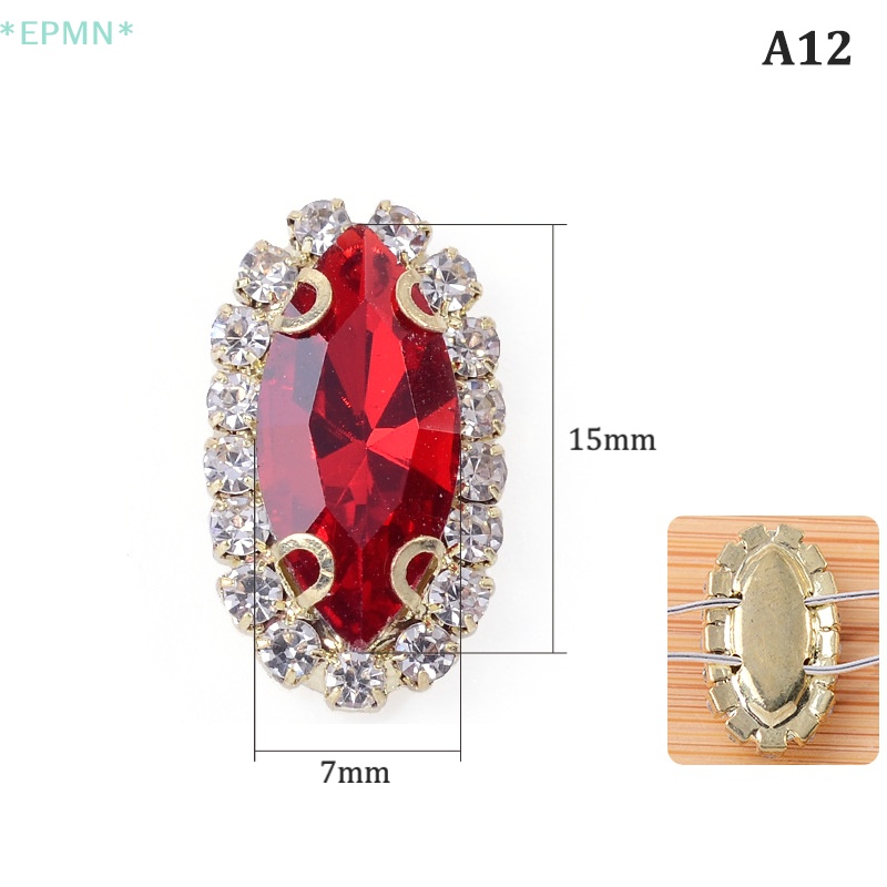 Hwetr Viên Đá Pha Lê Thủy Tinh 7 X 15Mm May Quần Áo DIY Mới