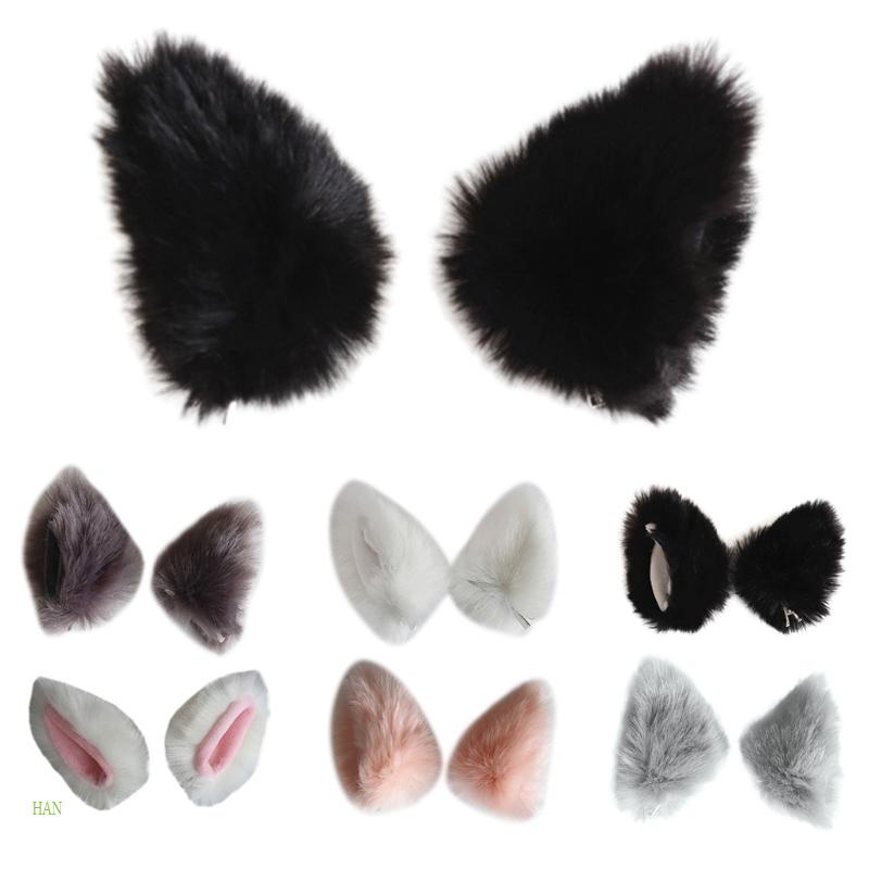 Kẹp Tóc Tai Mèo Phối Lông Nhân Tạo Phong Cách Lolita