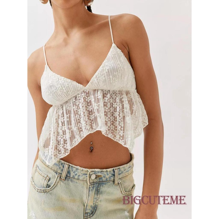 Áo Hai Dây Cổ Chữ V Cột Dây Thời Trang Quyến Rũ Cho Nữ